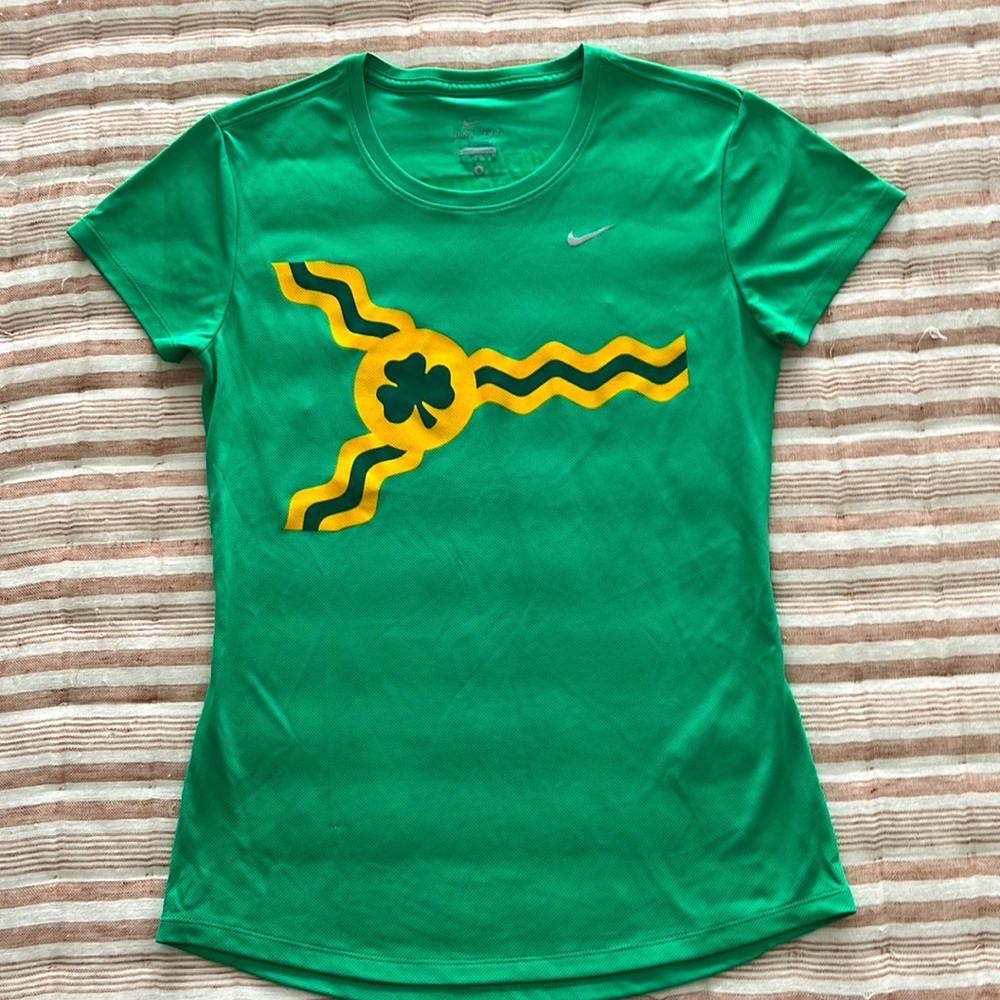 Nike Women’s Dri-Fit Running Shirt Small Clover Detail Green Yellow 💚💛